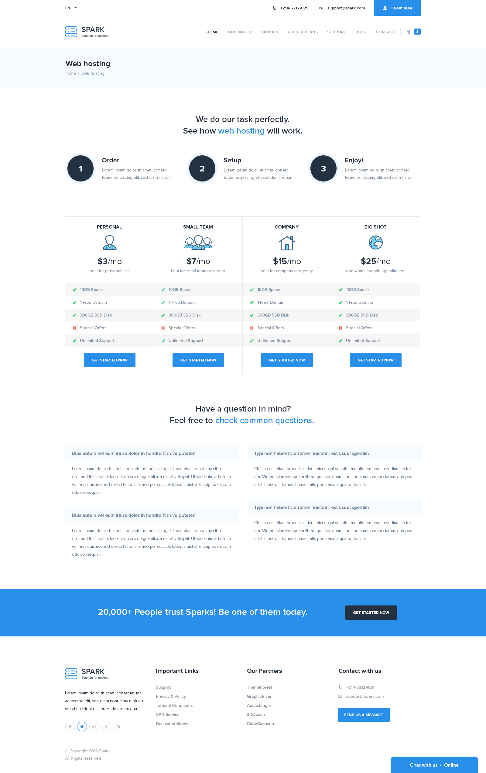 Spark Hosting and Technology PSD Template by finestgraph ThemeForest